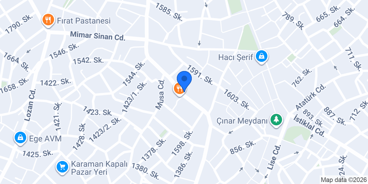 Denizli Çınar Veteriner Kliniği konumu
