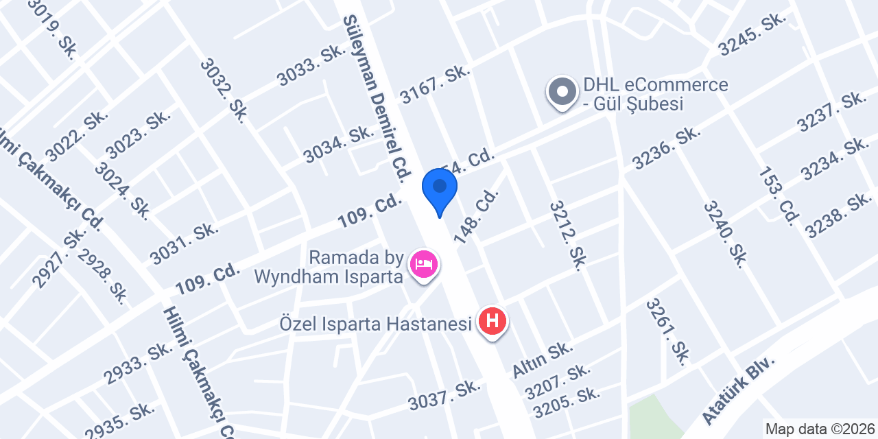Isparta VetPlus Veteriner Kliniği konumu