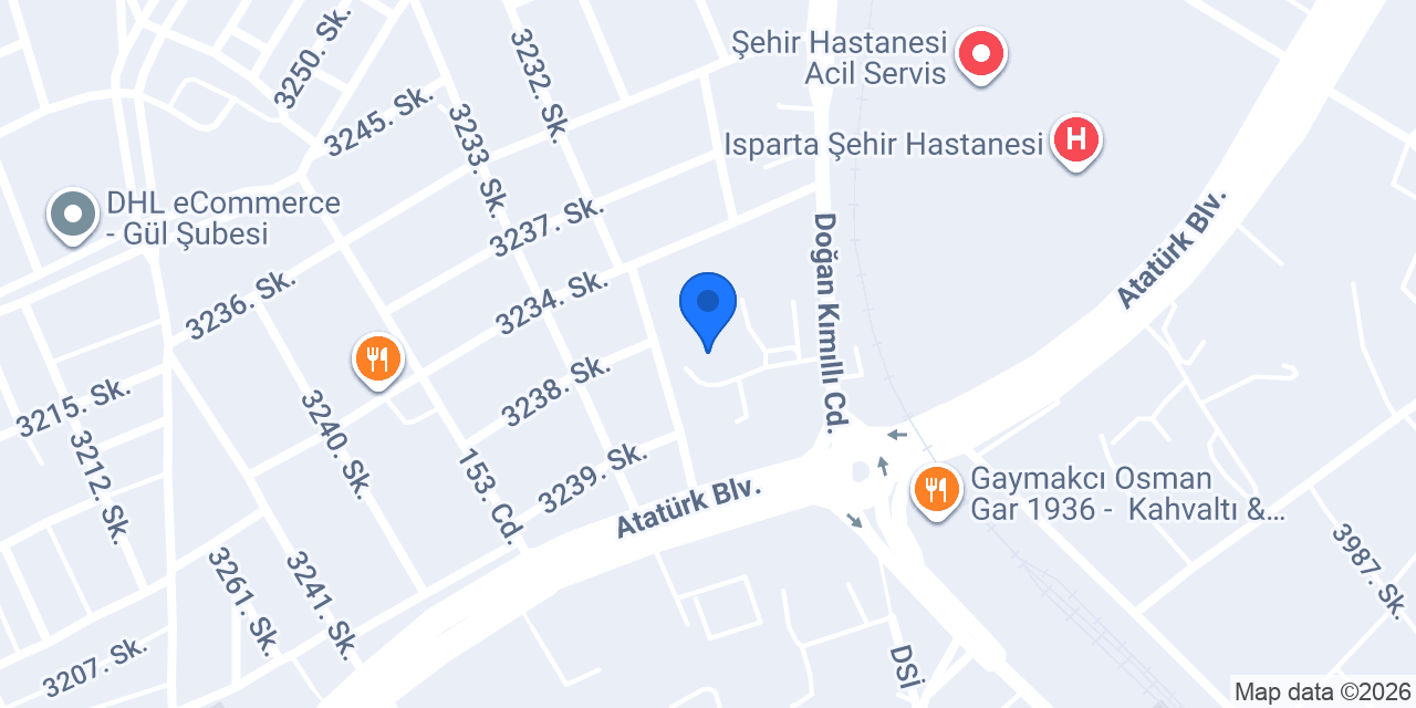 Isparta Gar Taksi Durağı konumu