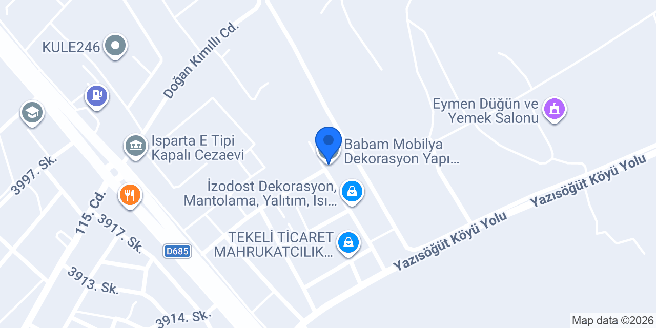 Babam Mobilya Dekorasyon Yapı İnşaat A.Ş. konumu