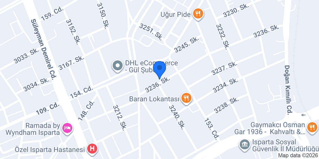 Garanti BBVA Isparta Sanayi Şubesi konumu