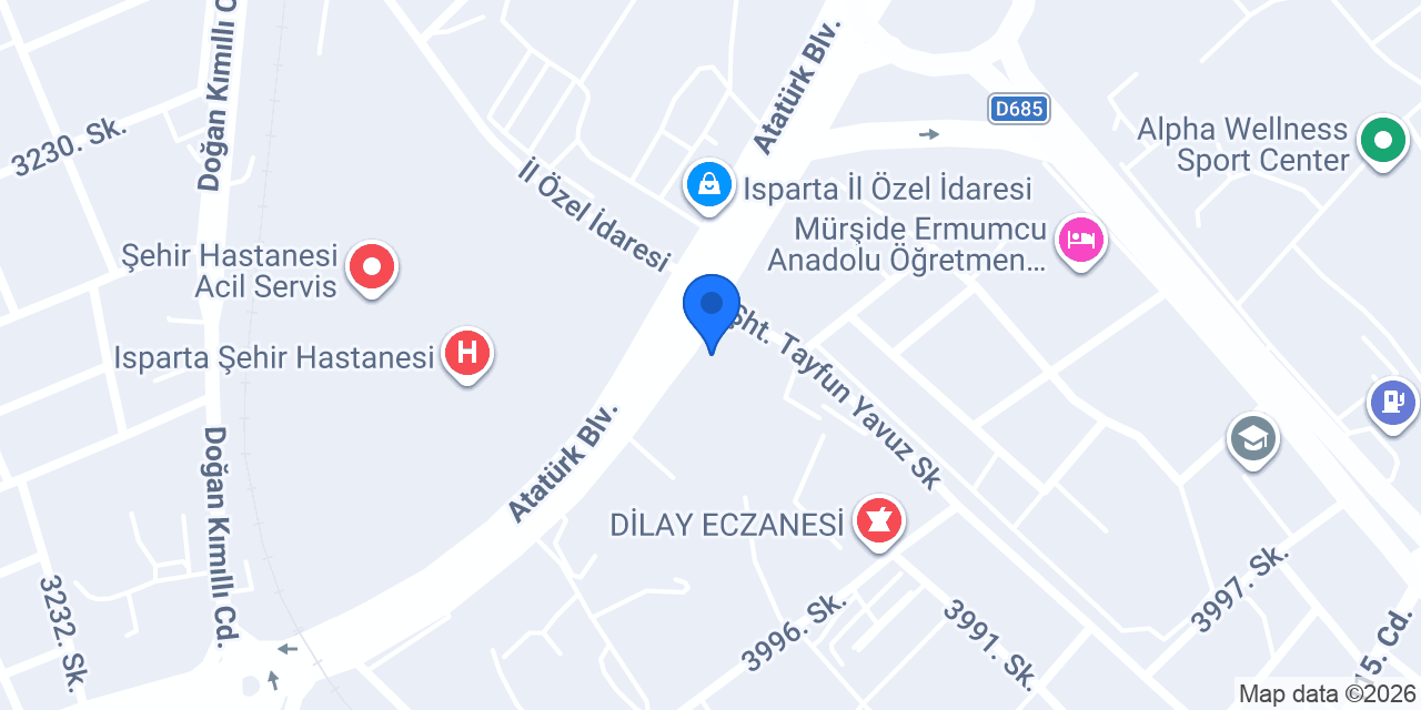 Isparta Şehir AVM konumu