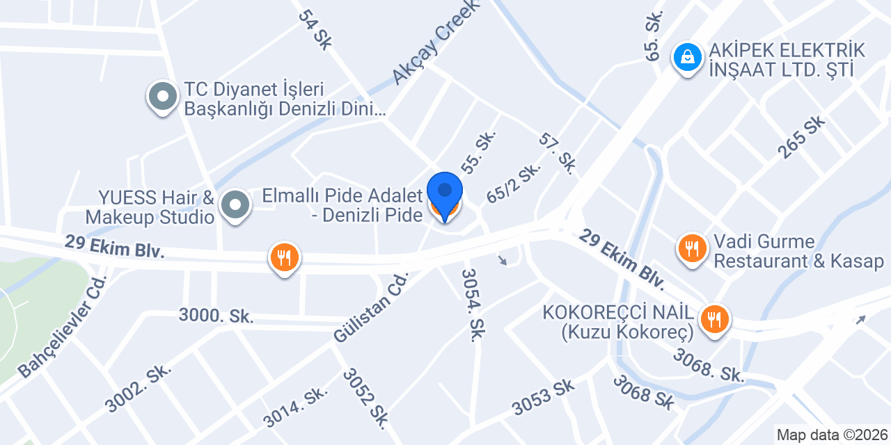 Elmallı Pide Adalet - Denizli Pide konumu