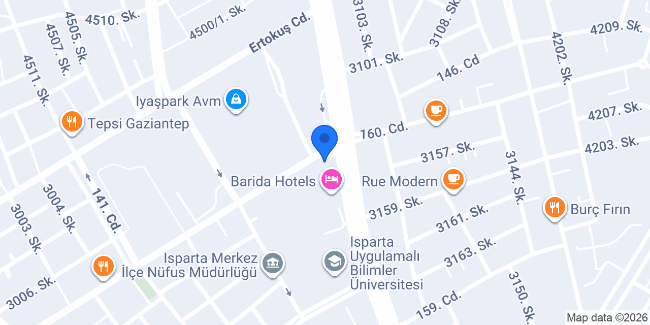 Donas Döner Isparta - Bahçelievler konumu