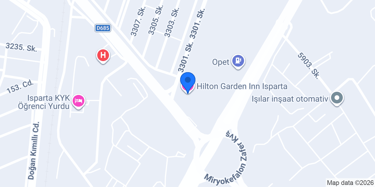 Hilton Garden Inn Isparta konumu
