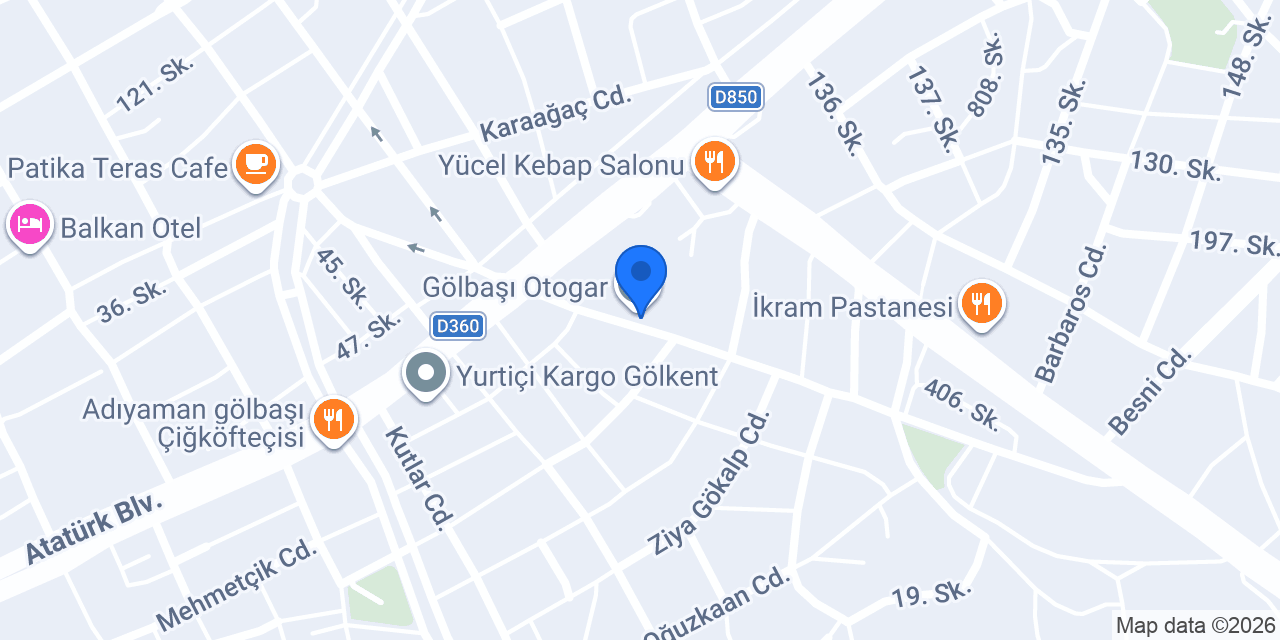 Adıyaman Gölbaşı Otogar Taksi konumu