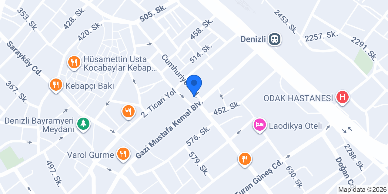 Denizli Halley Otel konumu