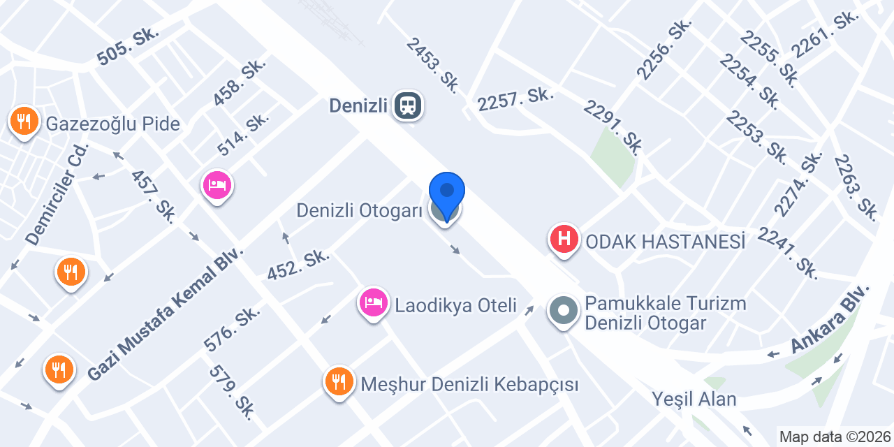 Denizli Otogar Taksi konumu