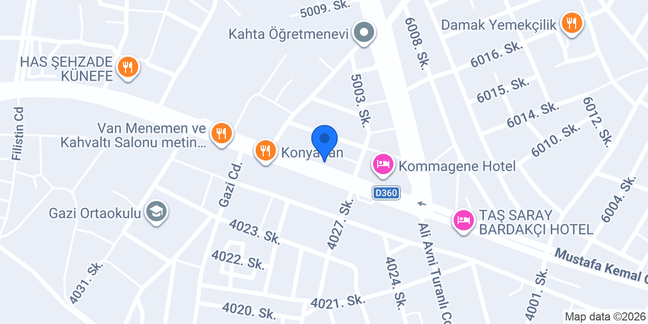 Kahta tekel bayi (Apollo büfe) konumu