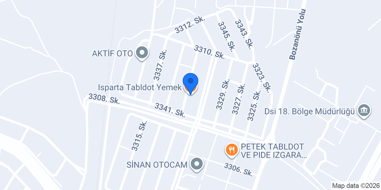 Isparta Tabldot Yemek konumu