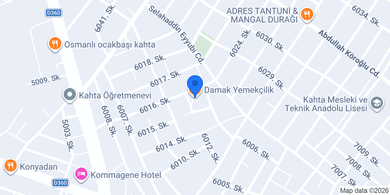 Damak Yemekçilik konumu