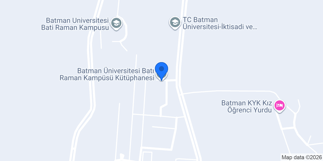 Batman Üniversitesi Batı Raman Kampüsü Kütüphanesi konumu