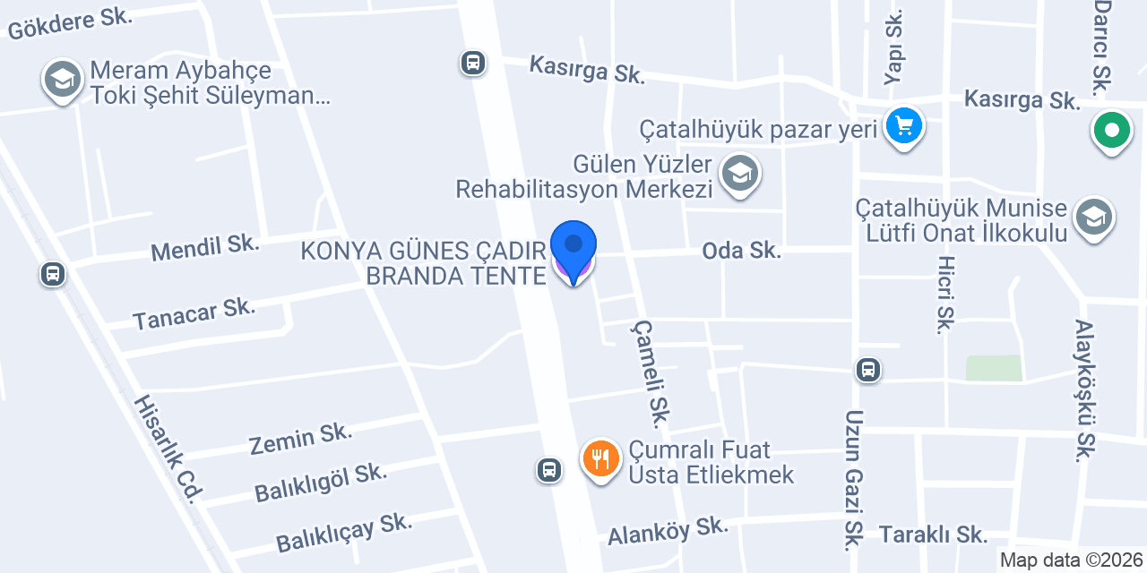 KONYA GÜNES ÇADIR BRANDA TENTE konumu