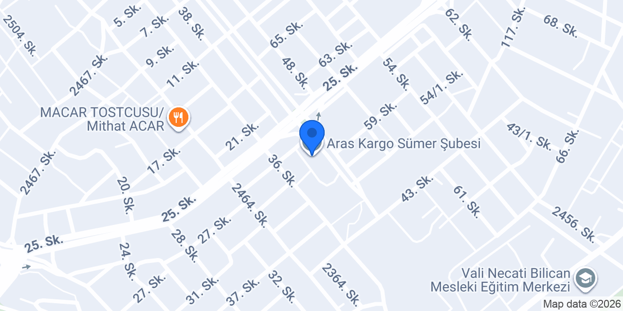 Aras Kargo Sümer Şubesi konumu