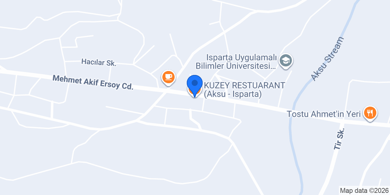 KUZEY RESTUARANT (Aksu - Isparta) konumu