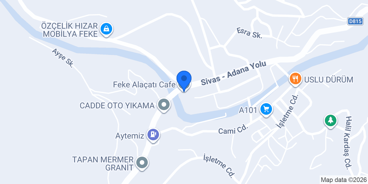 Feke Alaçatı Cafe konumu
