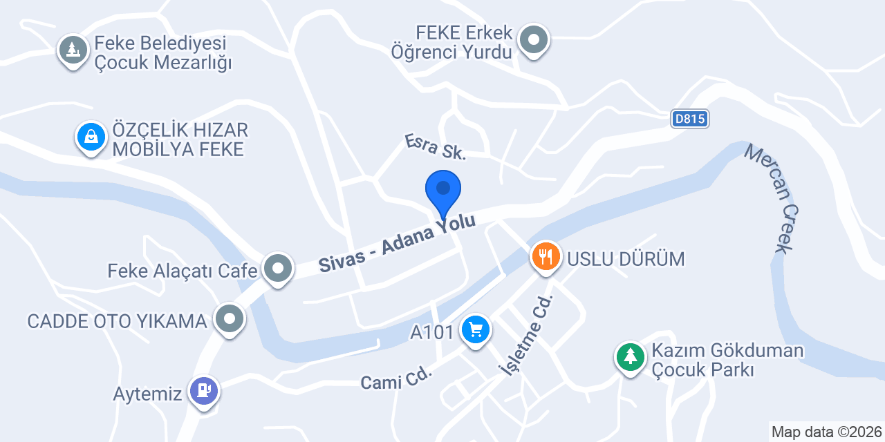 Feke Veteriner Kliniği konumu