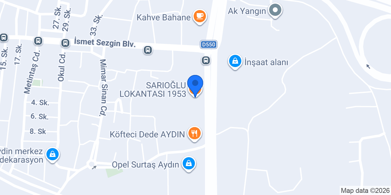 SARIOĞLU LOKANTASI 1953 konumu