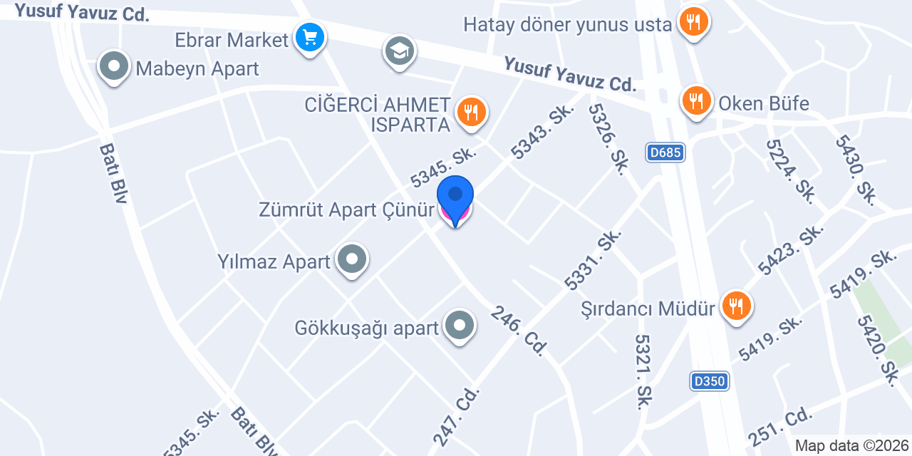 Zümrüt Apart Çünür konumu