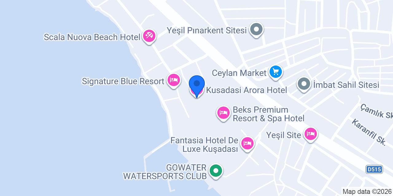 Kusadasi Arora Hotel konumu