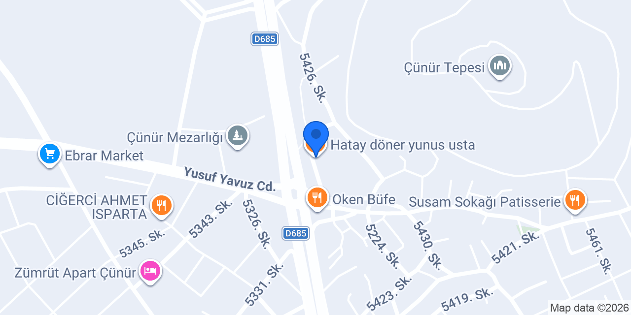 Hatay döner yunus usta konumu