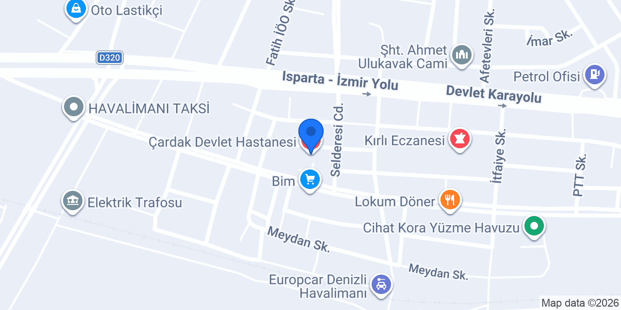 Çardak Devlet Hastanesi konumu