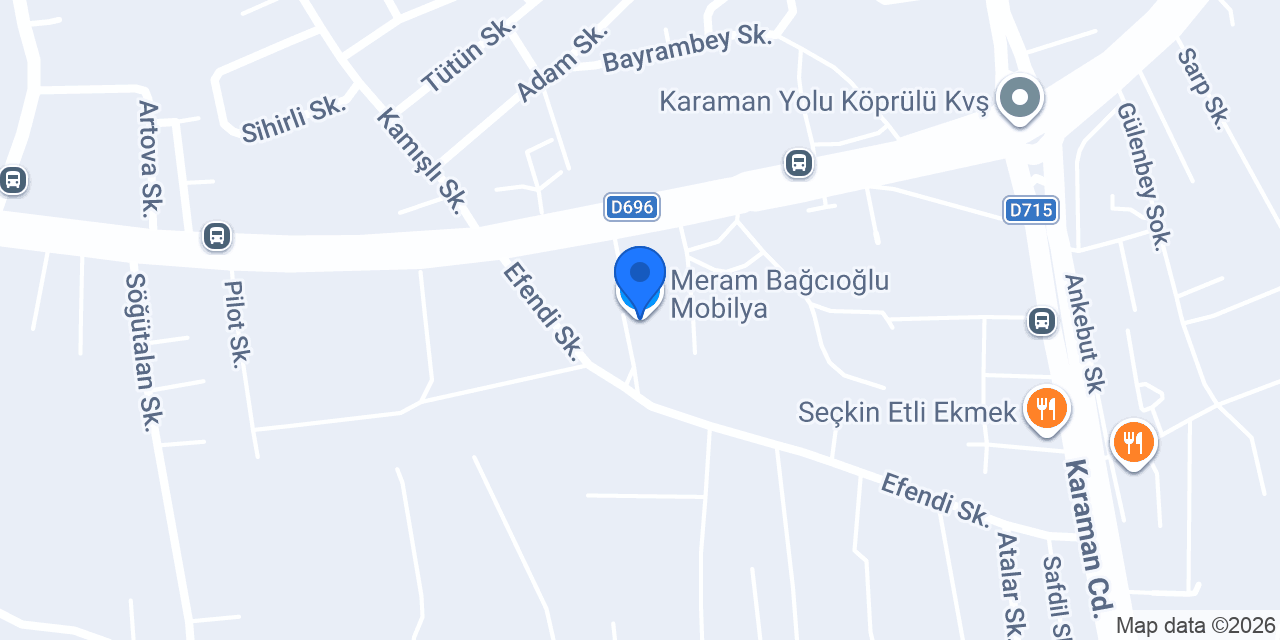 Meram Bağcıoğlu Mobilya konumu