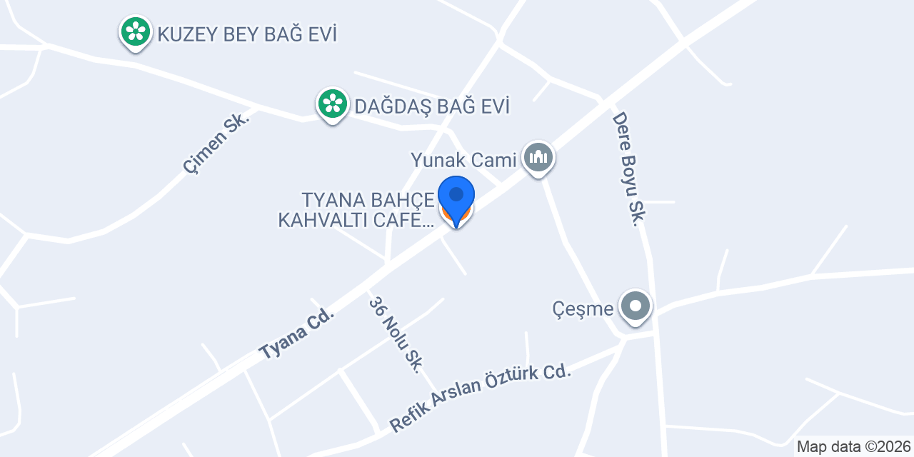 TYANA BAHÇE KAHVALTI CAFE RESTAURANT konumu