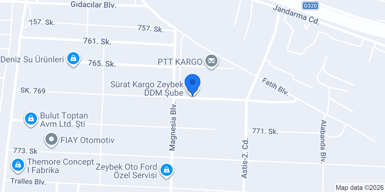 Sürat Kargo Zeybek DDM Şube konumu