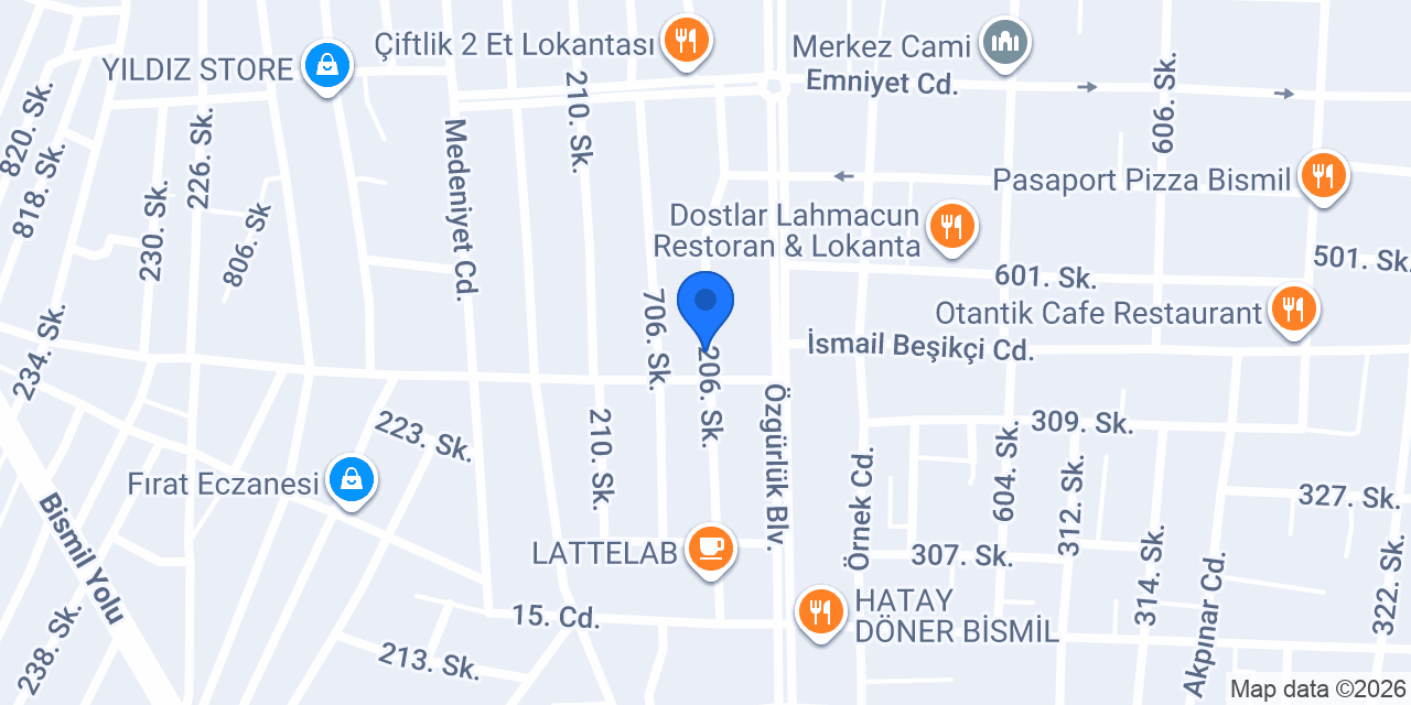 Sürat Kargo Bismil Şube konumu