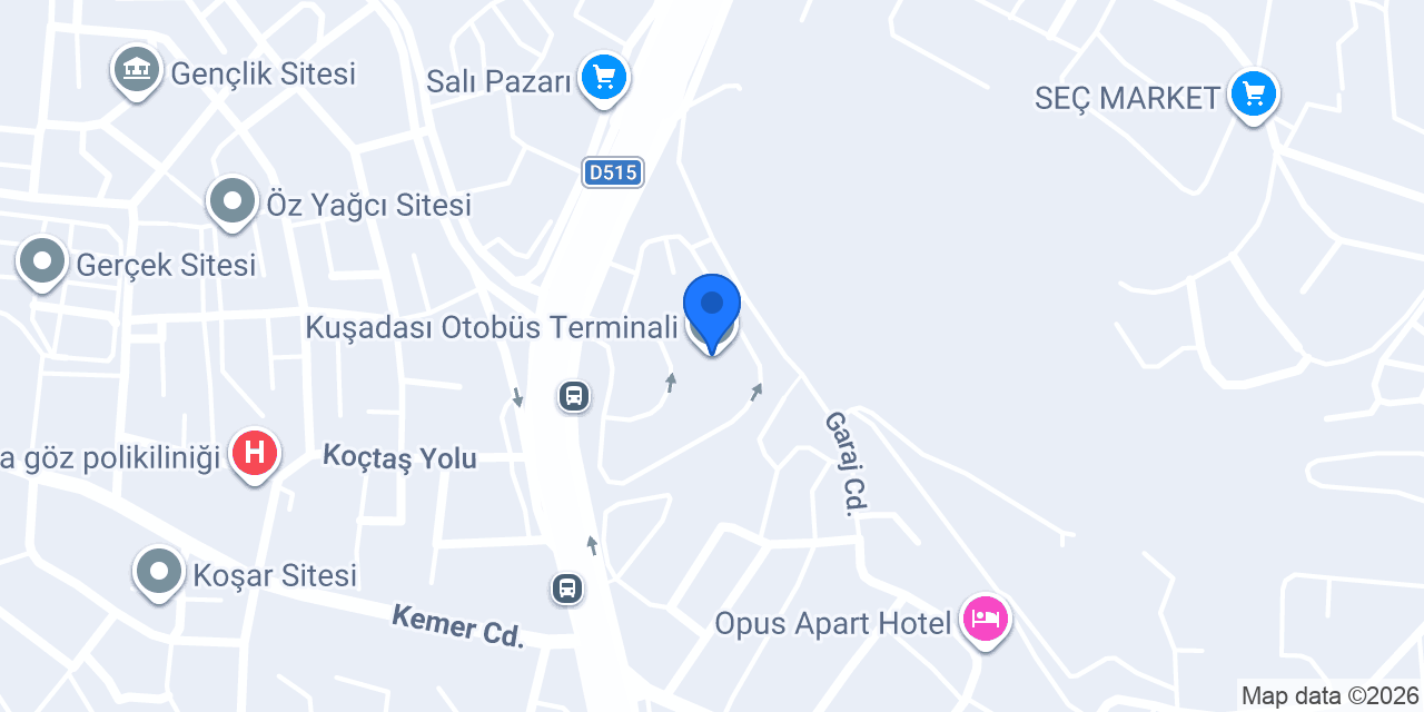 Kuşadası Otobüs Terminali konumu
