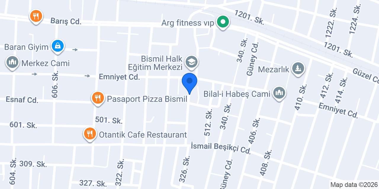 Bismil İlçe sağlık Müdürlüğü konumu