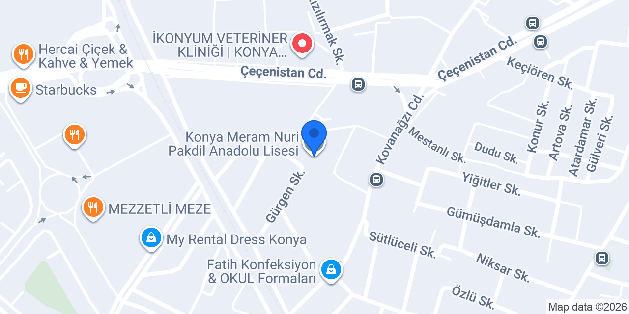Konya Meram Nuri Pakdil Anadolu Lisesi konumu