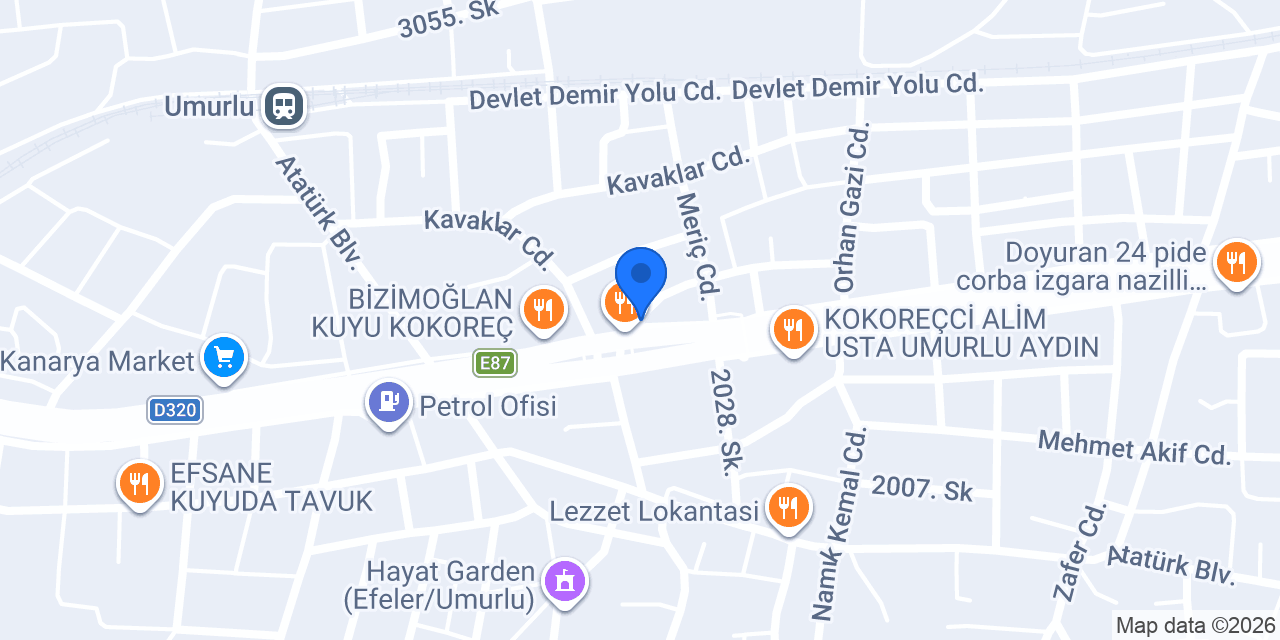 Umurlu Ortaköy İlköğretim Okulu konumu