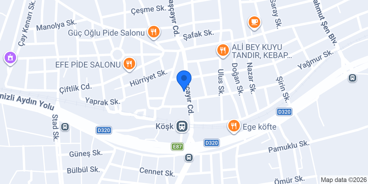 Halkbank Köşk Şubesi konumu