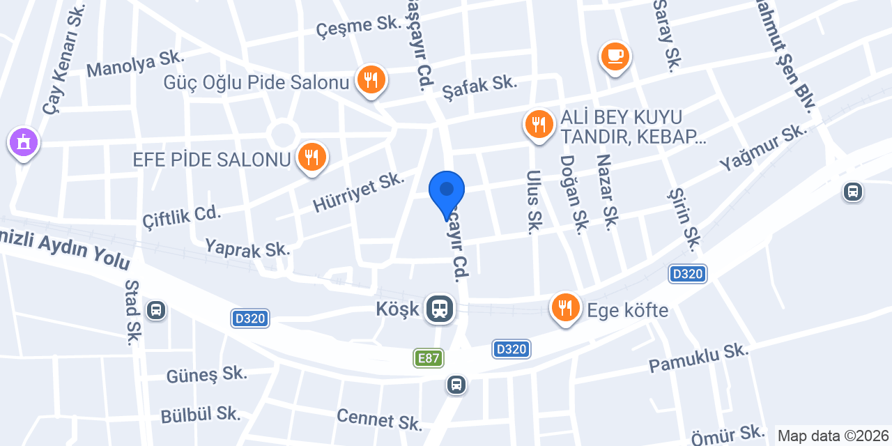 BAMBİ YATAK- KÖŞK konumu