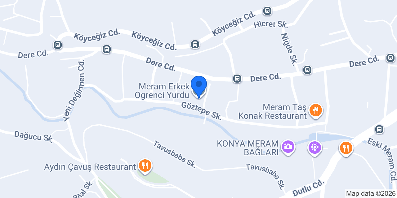 Meram Erkek Ogrenci Yurdu konumu