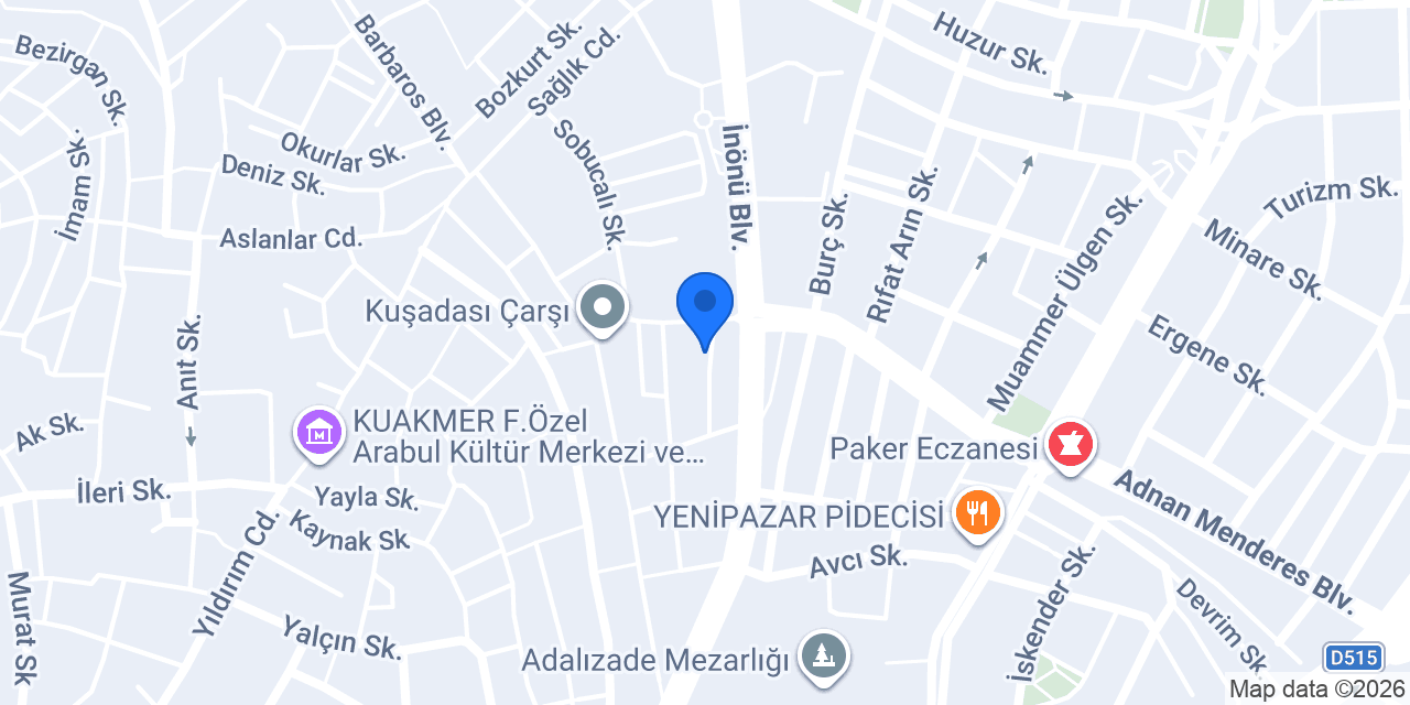 Çınar Kırtasiye Kitabevi konumu