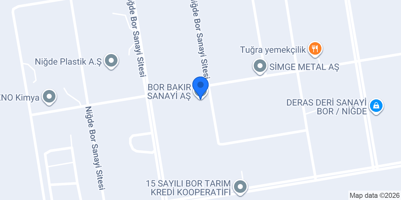 BOR BAKIR SANAYİ AŞ konumu
