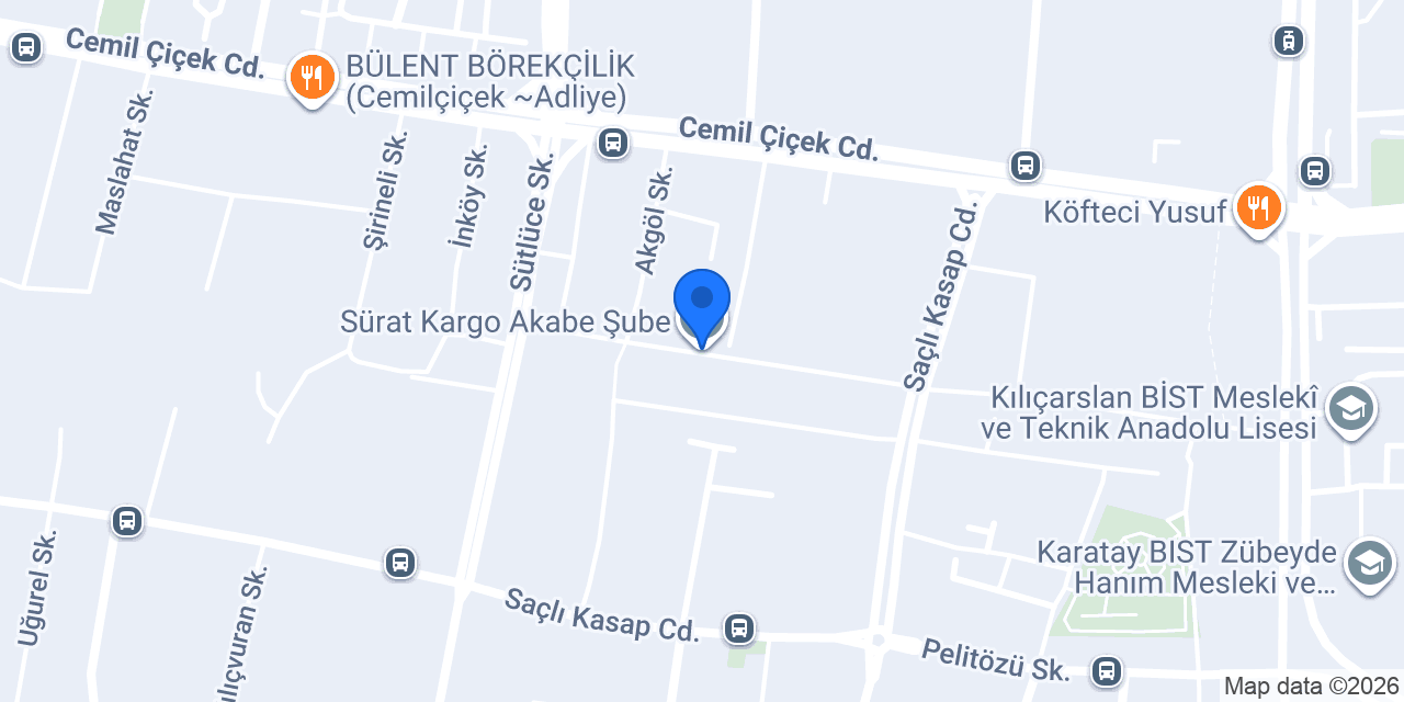 Sürat Kargo Akabe Şube konumu