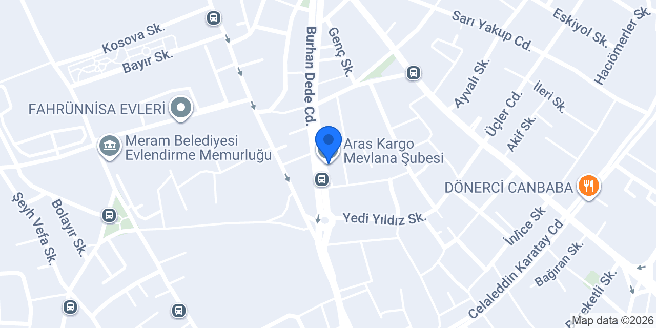Aras Kargo Mevlana Şubesi konumu