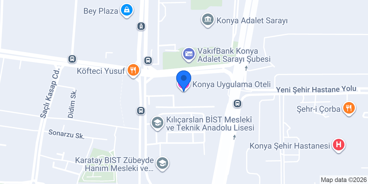 Konya Uygulama Oteli konumu