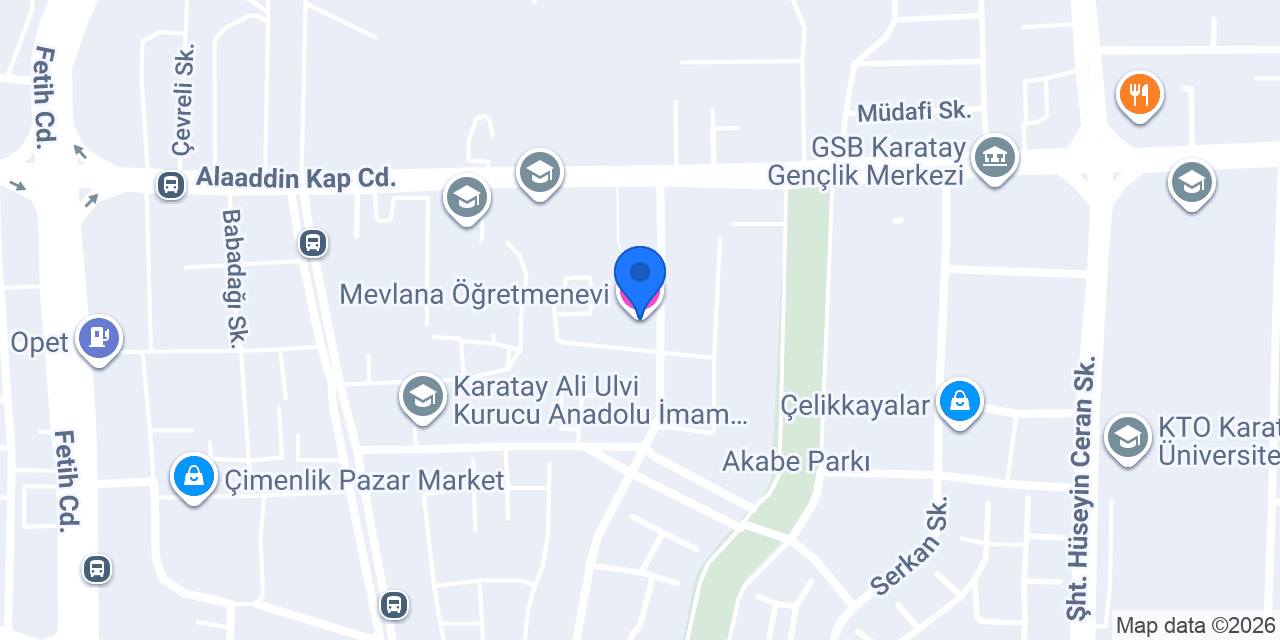 Mevlana Öğretmenevi konumu