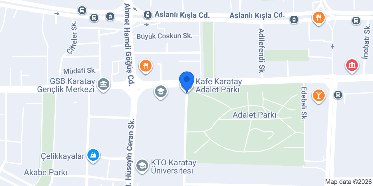 Kafe Karatay Adalet Parkı konumu