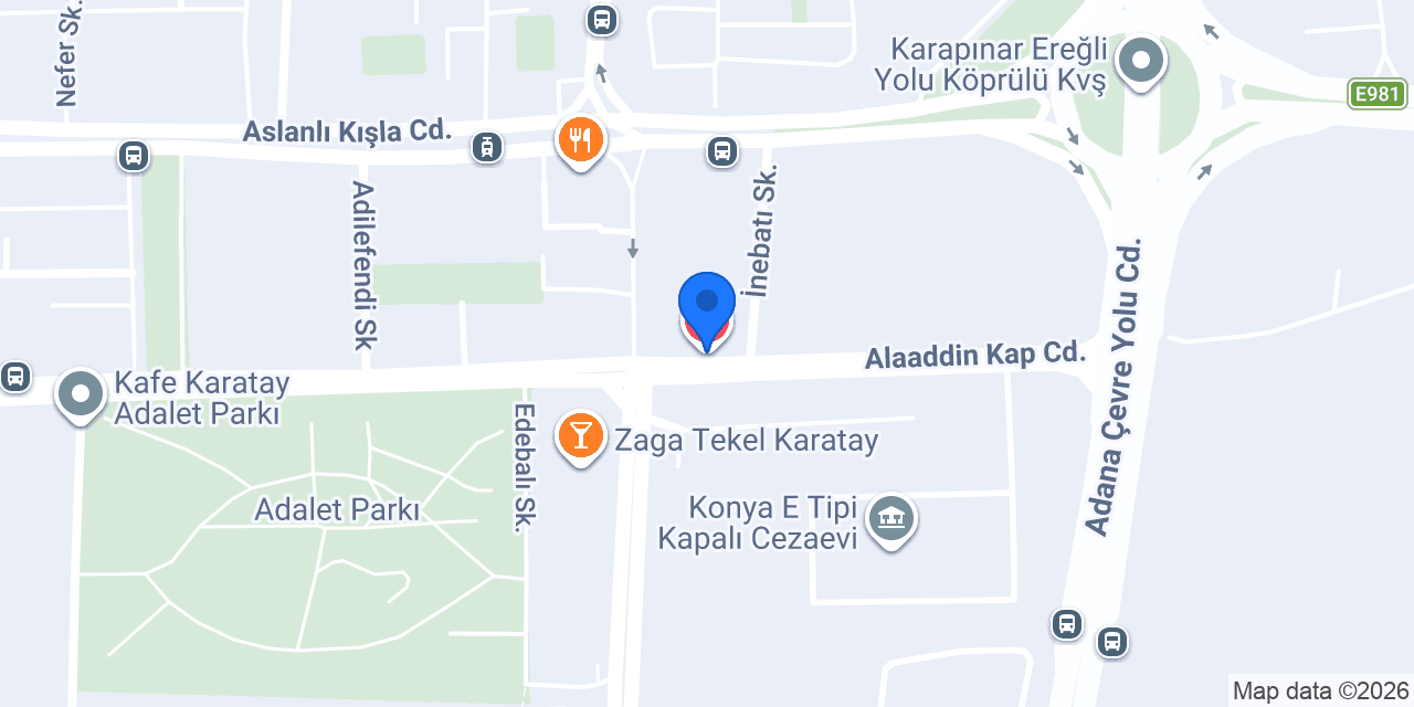 İtfaiye Daire Başkanlığı Karatay Grubu konumu