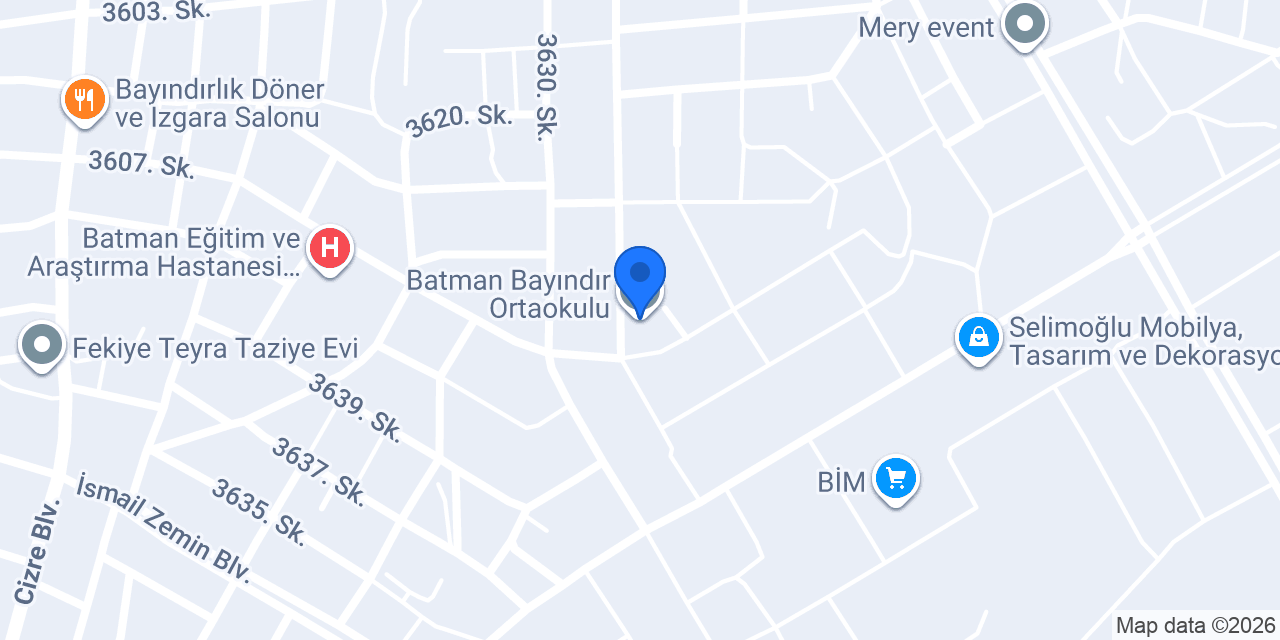 Batman Bayındır Ortaokulu konumu
