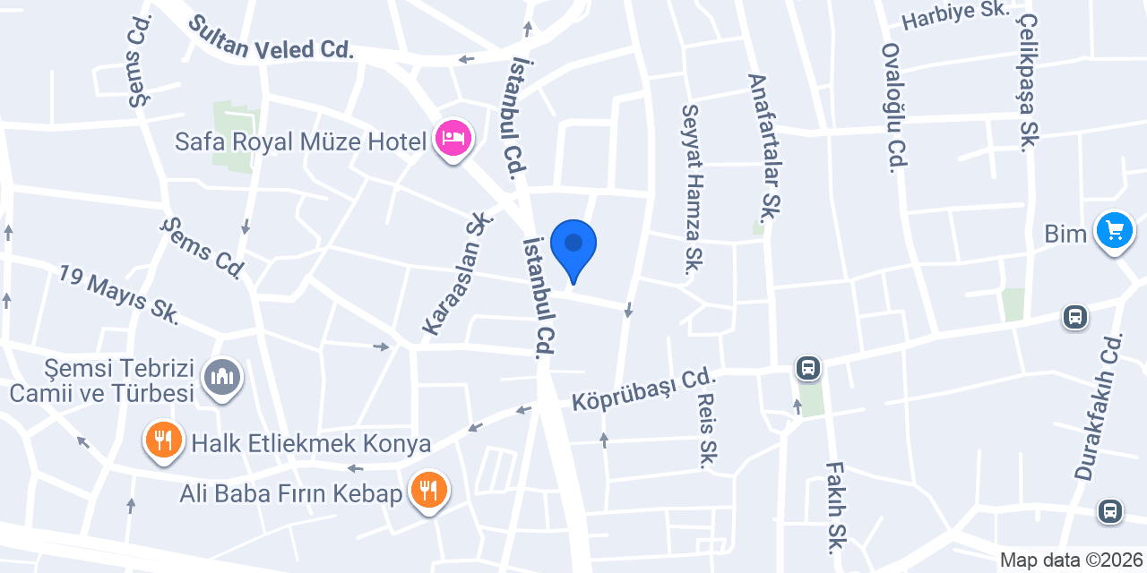 Mevlana Palace Hotel Konya konumu