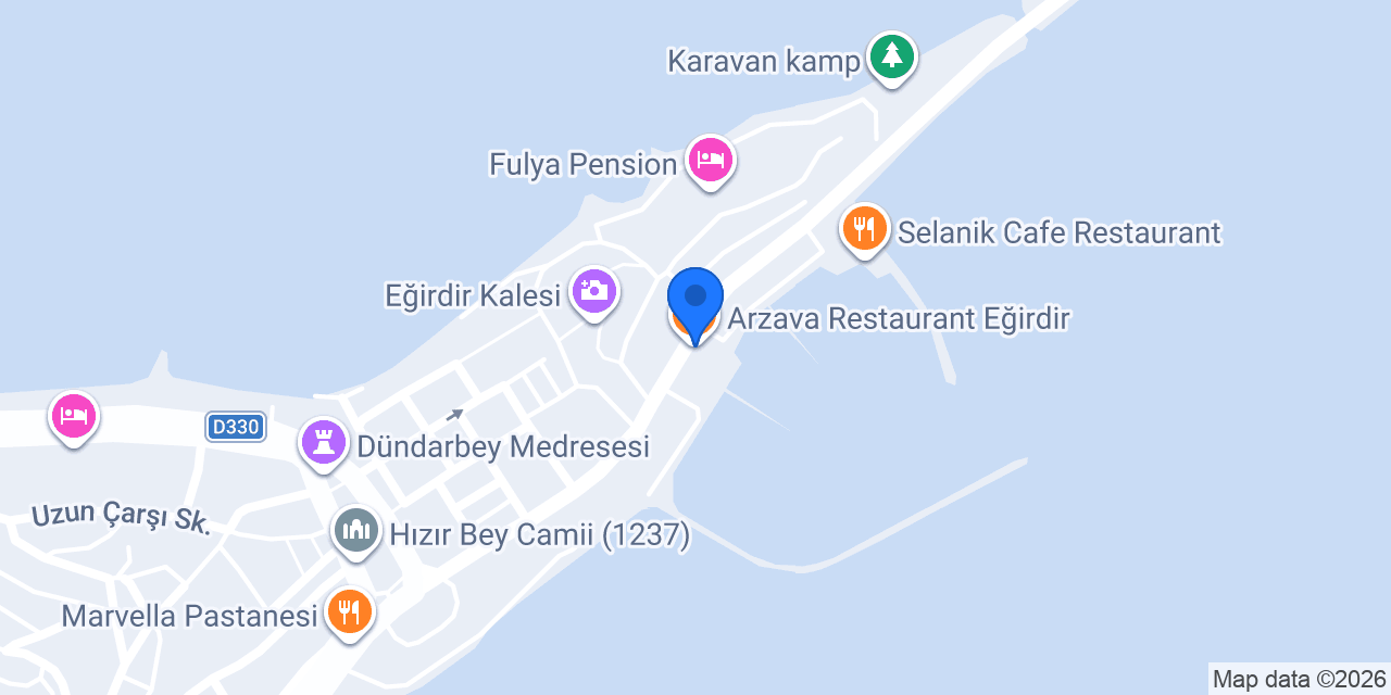 Arzava Restaurant Eğirdir konumu