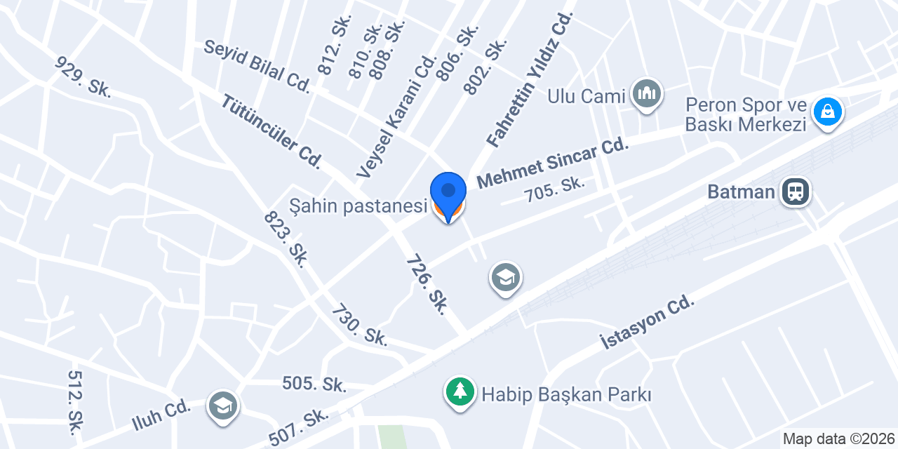 Şahin pastanesi konumu