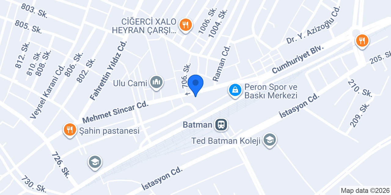 Çetin Kuyumculuk Batman konumu